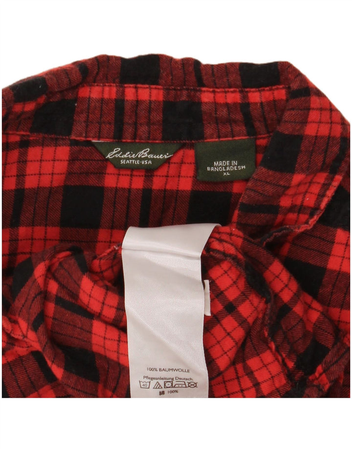 Eddie Bauer Camisa de franela para mujer UK 18 XL Algodón a cuadros rojos
