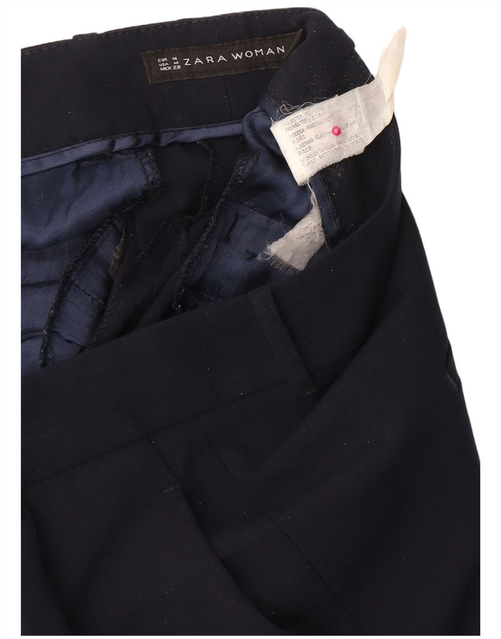 Zara Mujer Pantalón Traje Slim Medium W28 L26 Azul Marino Poliéster