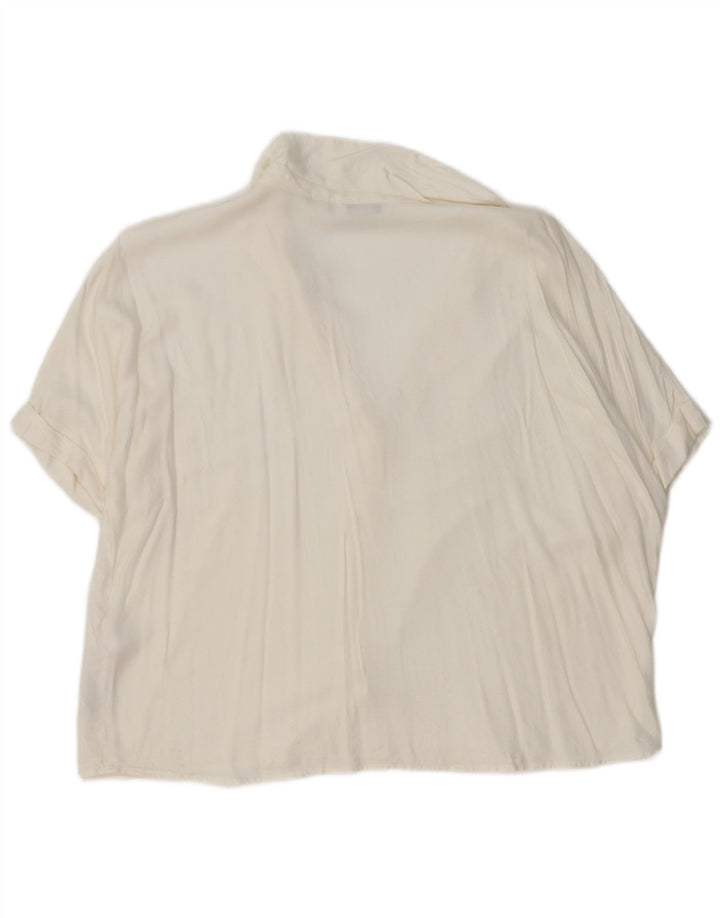 JACK WILLS Blusa camisera de manga corta para mujer UK 42 Viscosa blanca mediana