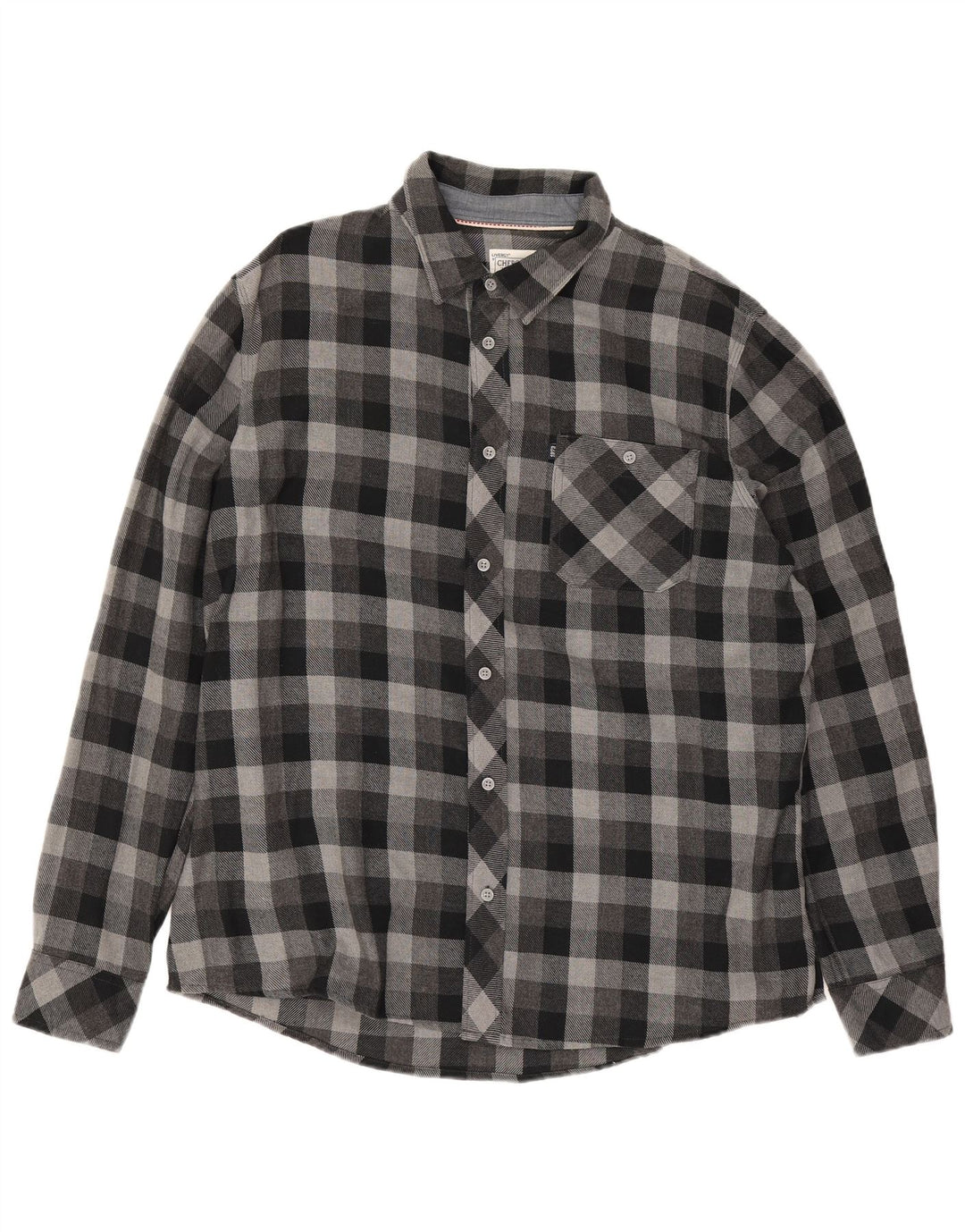 Cherokee Camisa de franela para hombre 2XL Algodón a cuadros gris