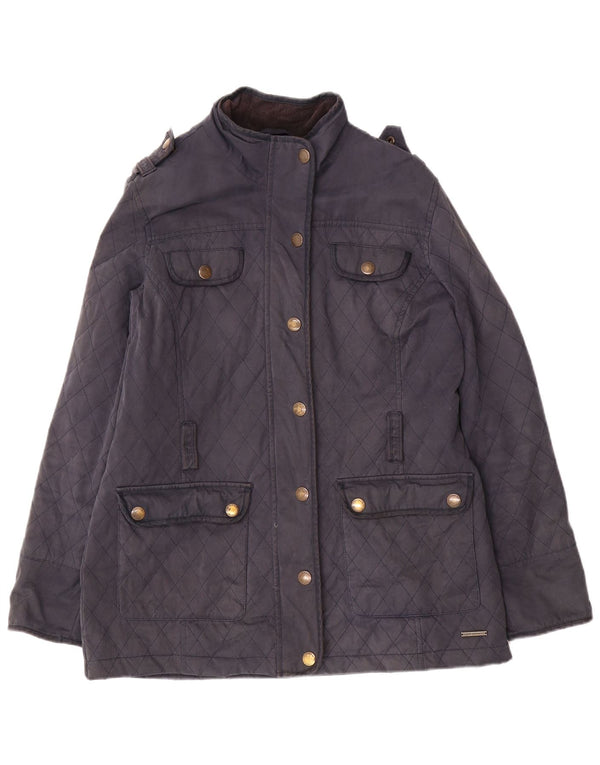 CREW CLOTHING Chaqueta acolchada militar para mujer UK 40 Grande Algodón azul marino