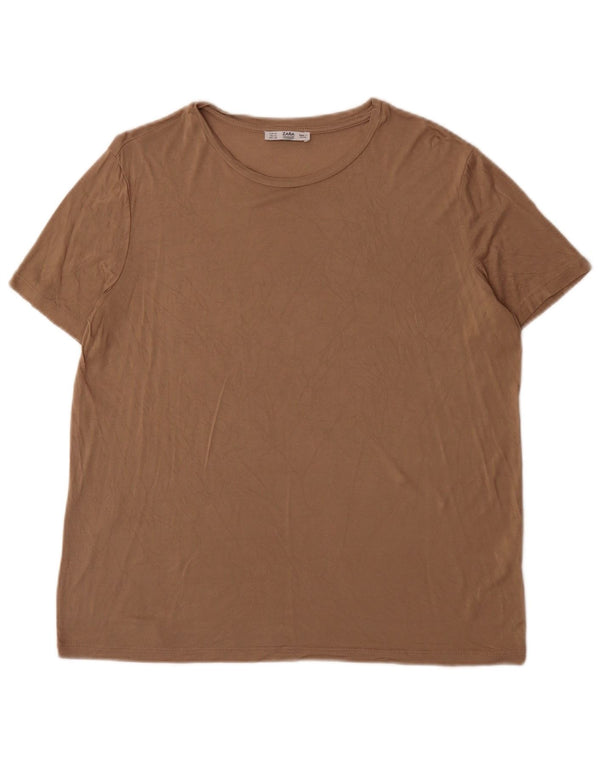 Zara Mujer Camiseta Top ES 40 XL Marrón Viscosa