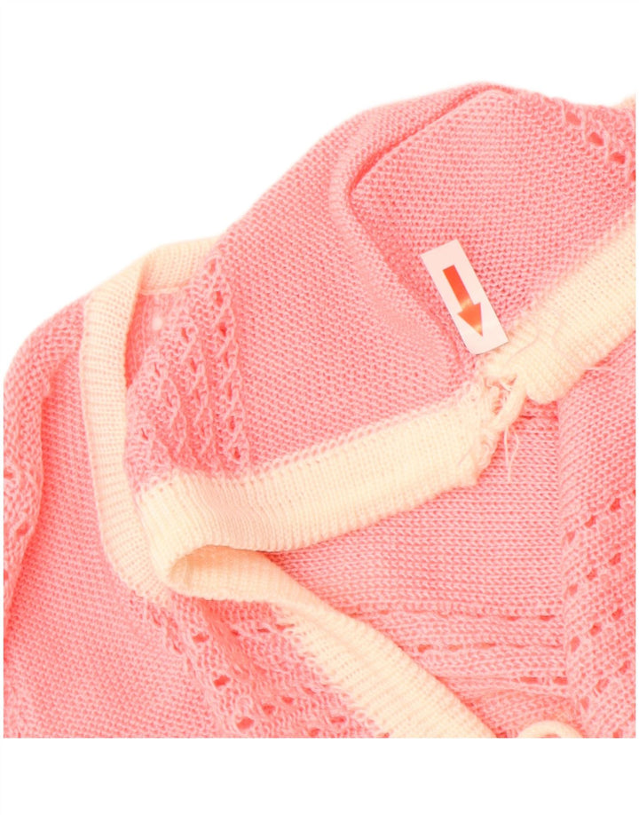 Vintage mujer V-cuello jumper suéter Reino Unido 14 rosa medio