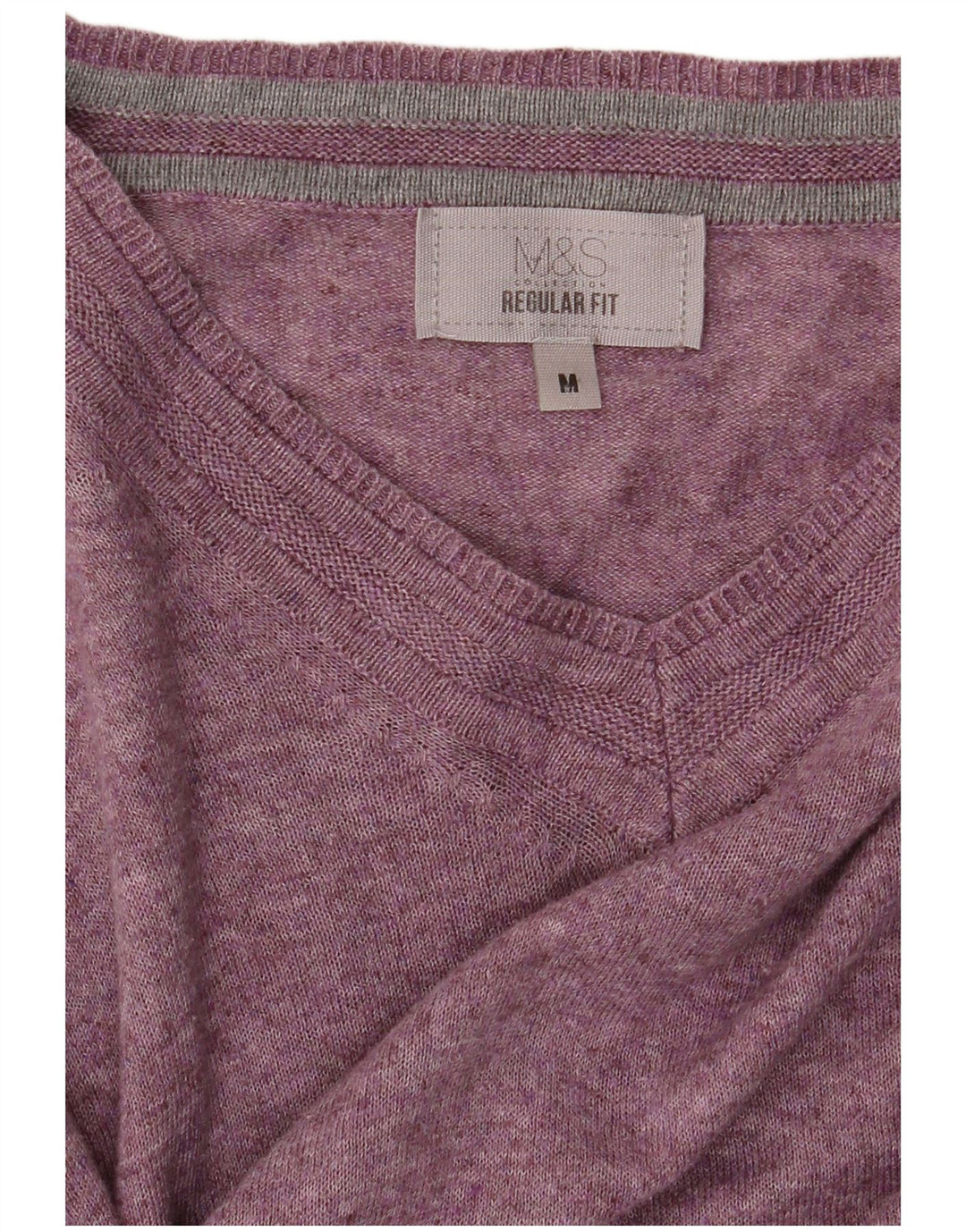 Marks & Spencer Jersey Regular Fit con Cuello en V para Hombre Púrpura Medio
