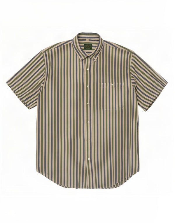 Camisa de manga corta para hombre Green Leaves XL Seda a rayas