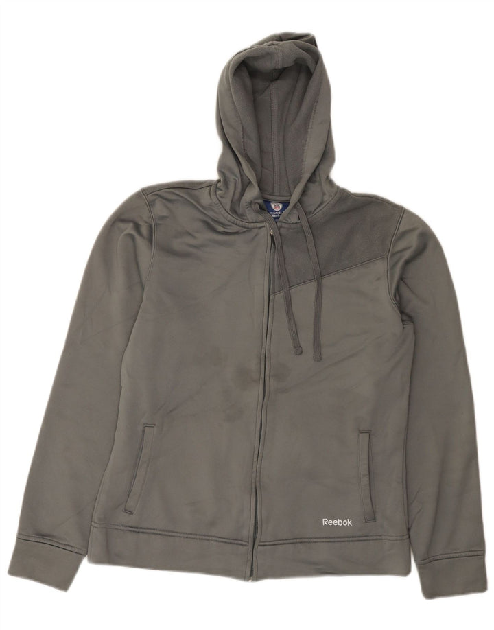 Reebok Sudadera con capucha y cremallera para mujer UK 14 Poliéster gris medio