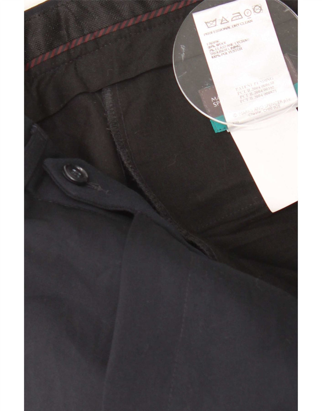 Pantalón de traje recto para mujer Marks & Spencer W32 L33 Lana azul marino