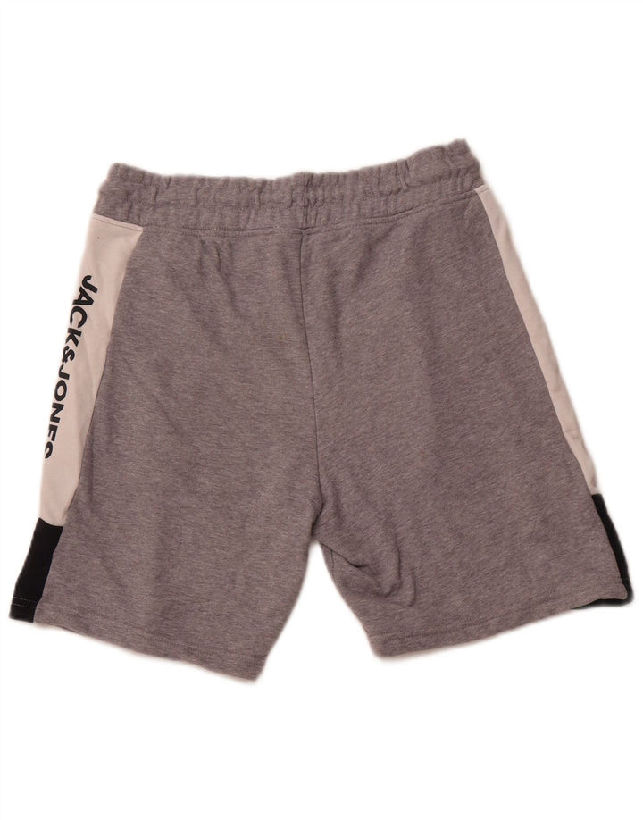 JACK & JONES Mens Graphic Sport Shorts Small Gris Colorblock Algodón