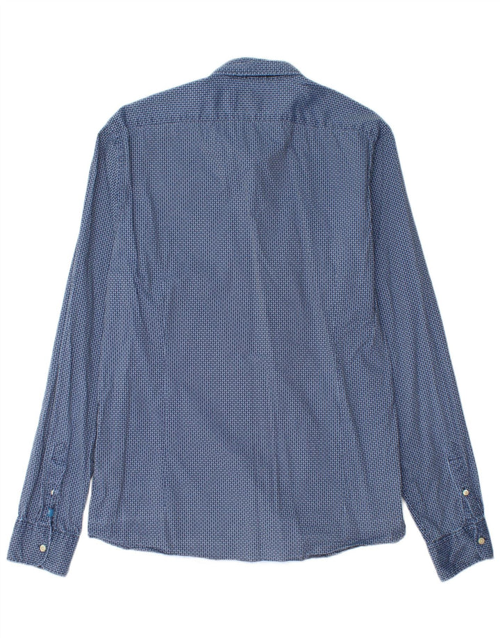 Scotch & Soda Hombre Slim Shirt Large Azul Geométrico Algodón