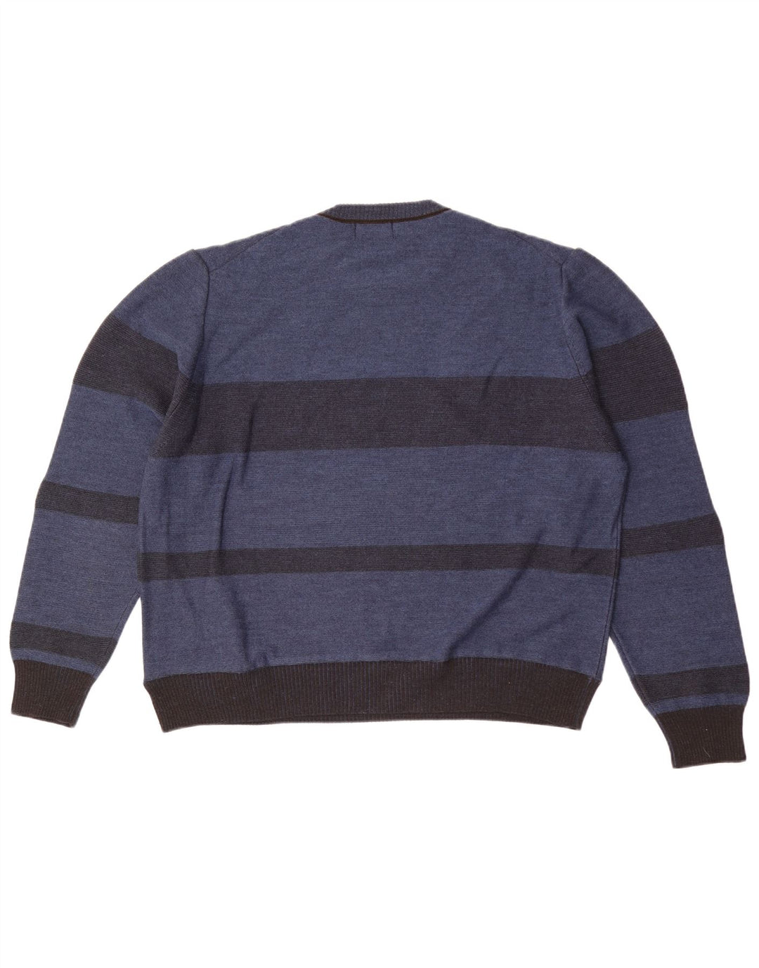 Re Del Mare - Jersey de cuello redondo para hombre, talla grande, color azul a rayas