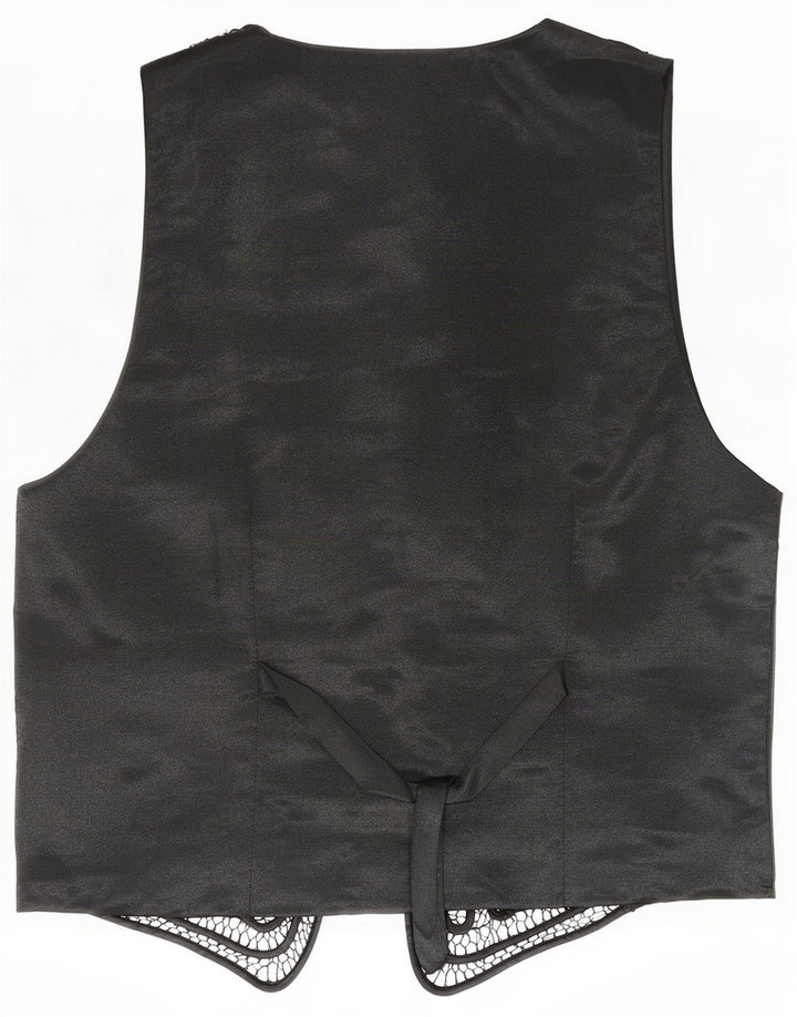 Chaleco vintage con estampado abstracto para mujer UK 44 Medium Black