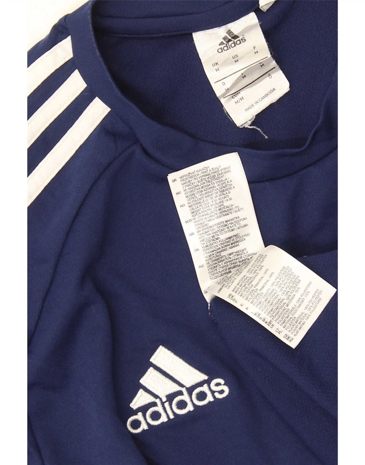 Adidas Hombre Climalite Camiseta Top Medio Azul Marino Colorblock Poliéster