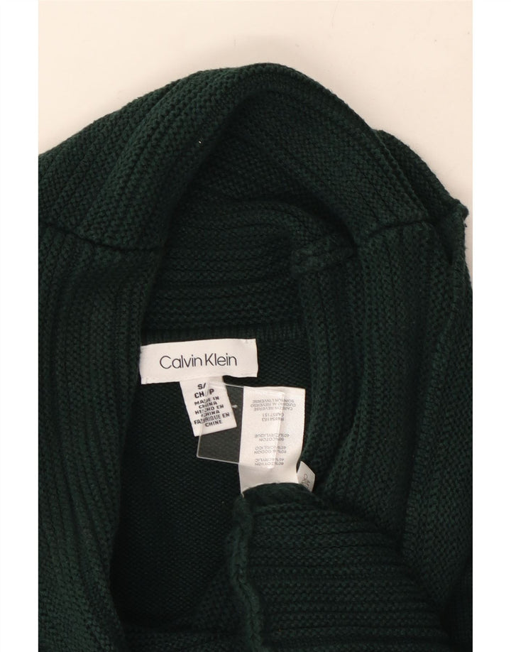 CALVIN KLEIN Suéter tipo jersey con cuello vuelto para mujer Reino Unido 10 Pequeño Algodón verde