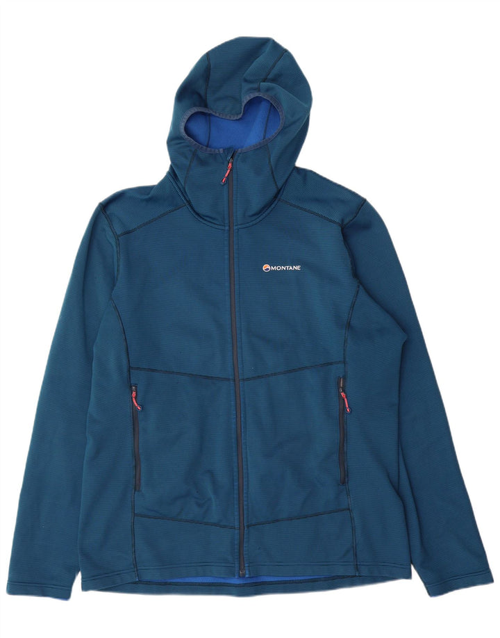 MONTANE Suéter con capucha y cremallera para hombre XL Poliéster a rayas azules