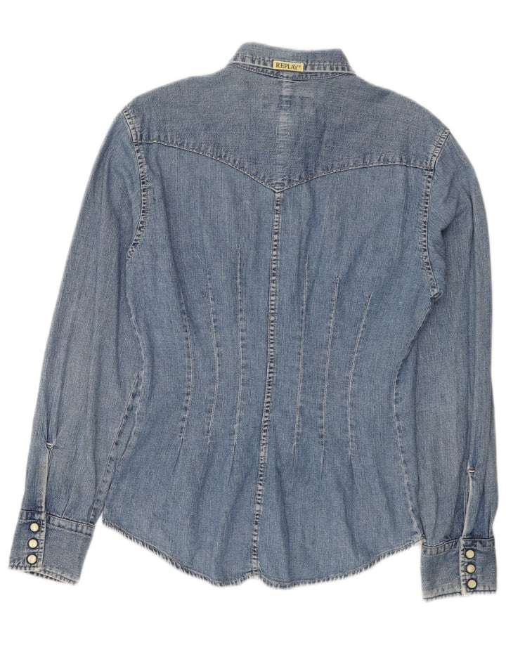 Camisa vaquera para mujer Replay UK 40 Algodón azul medio