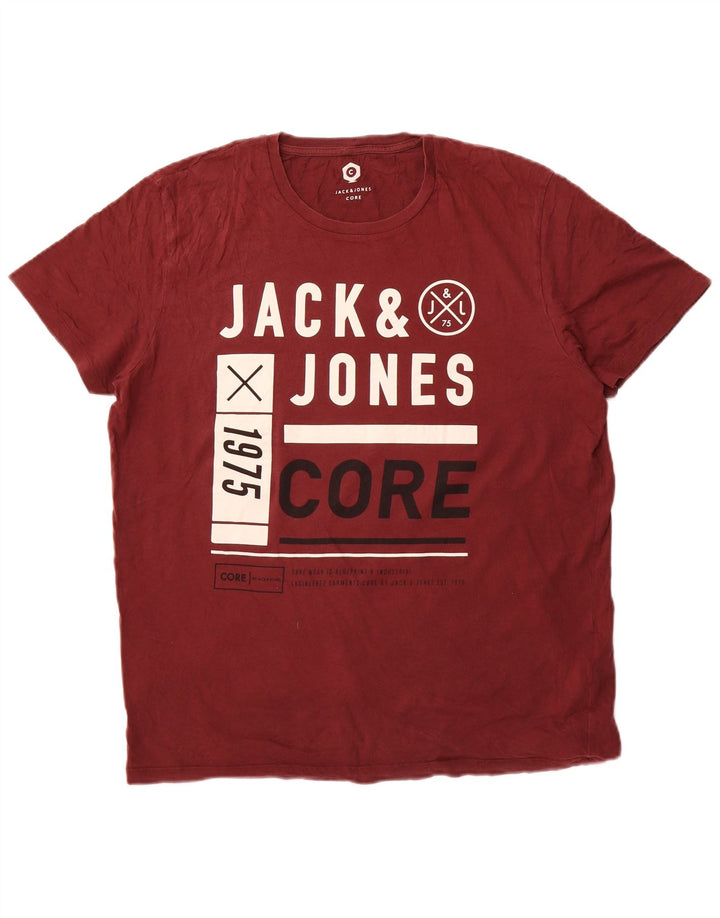 Jack & Jones Hombre Camiseta Gráfica Top XL Granate Algodón