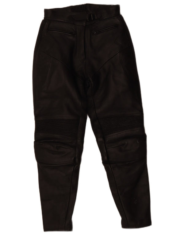 LOUIS Pantalones Moto Racer de cuero para mujer EU 36 Small W28 L27 Cuero negro