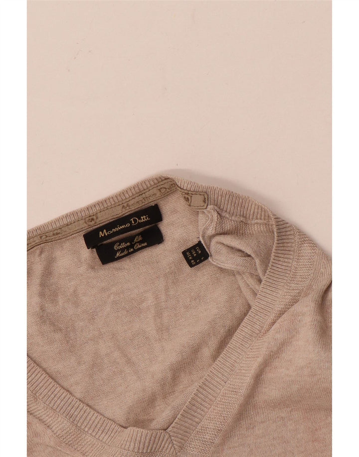 Massimo Dutti Jersey Cuello Pico Hombre Large Beige Algodón