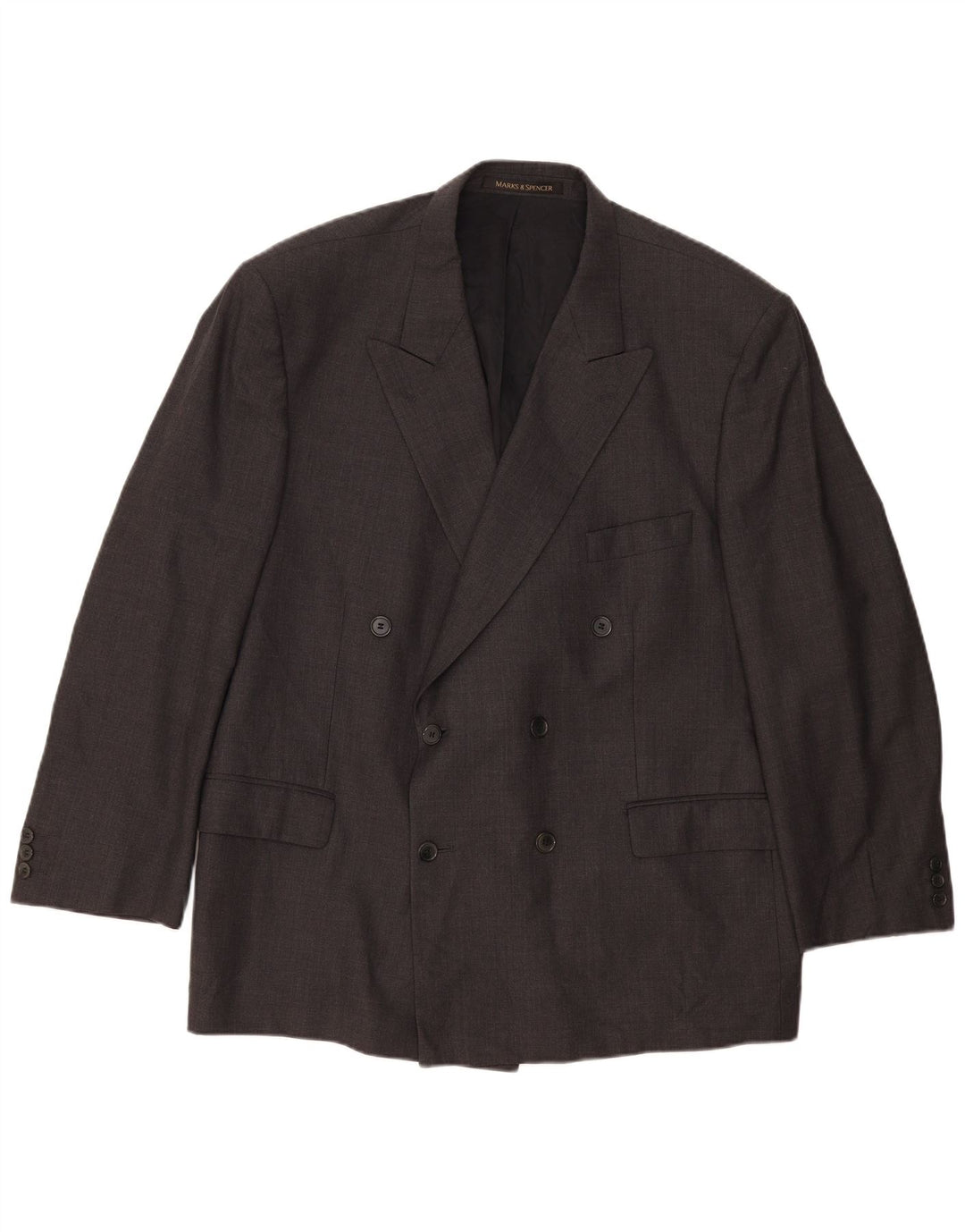 Marks & Spencer Chaqueta tipo blazer con doble botonadura para hombre UK 46 XL Gris Lana virgen