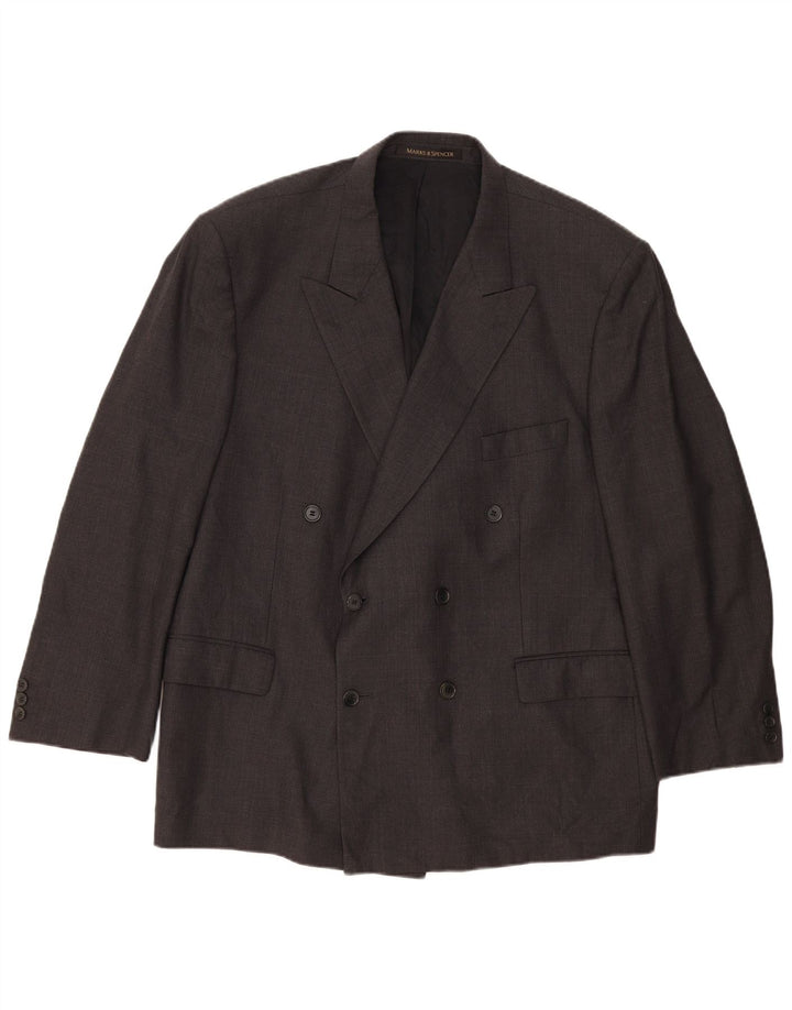 Marks & Spencer Chaqueta tipo blazer con doble botonadura para hombre UK 46 XL Gris Lana virgen