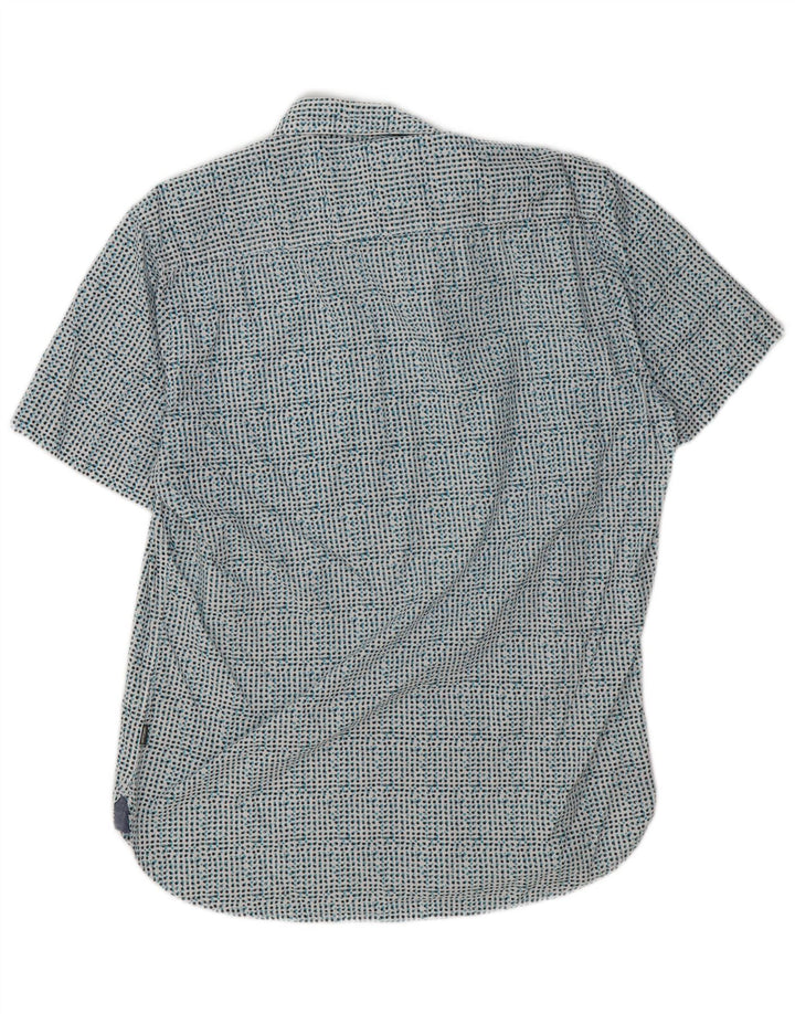 Camel Active - Camisa de manga corta para hombre, corte entallado, algodón con lunares azules grandes