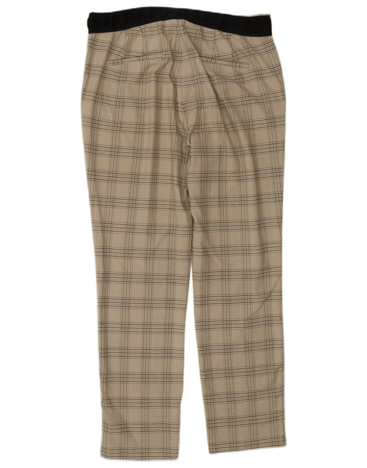 Zara Mujer Pantalón De Traje Cónico Grande W30 L27 Poliéster A Cuadros Beige