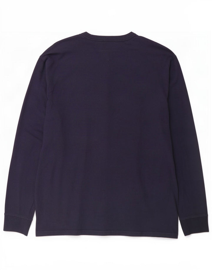 Tommy Hilfiger Top gráfico de ajuste regular para hombre de manga larga grande azul marino