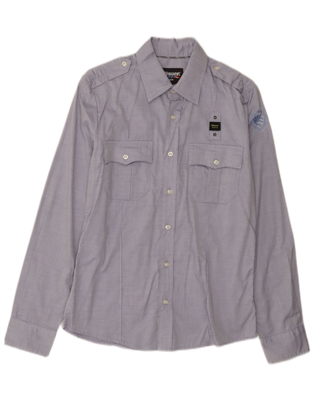 Camisa Militar Blauer Hombre Azul Medio Algodón