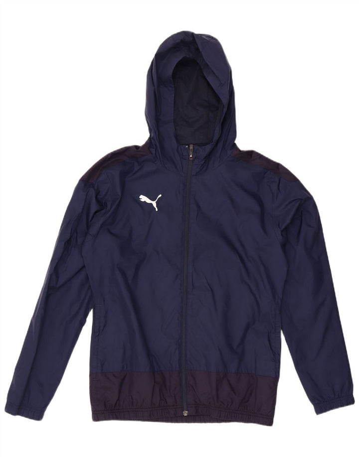 Puma Chaqueta impermeable con capucha para hombre UK 36 Small Azul marino Colorblock Nylon