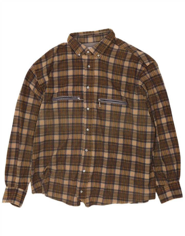 Aesse Camisa De Franela Hombre XL Cuadros Marrón
