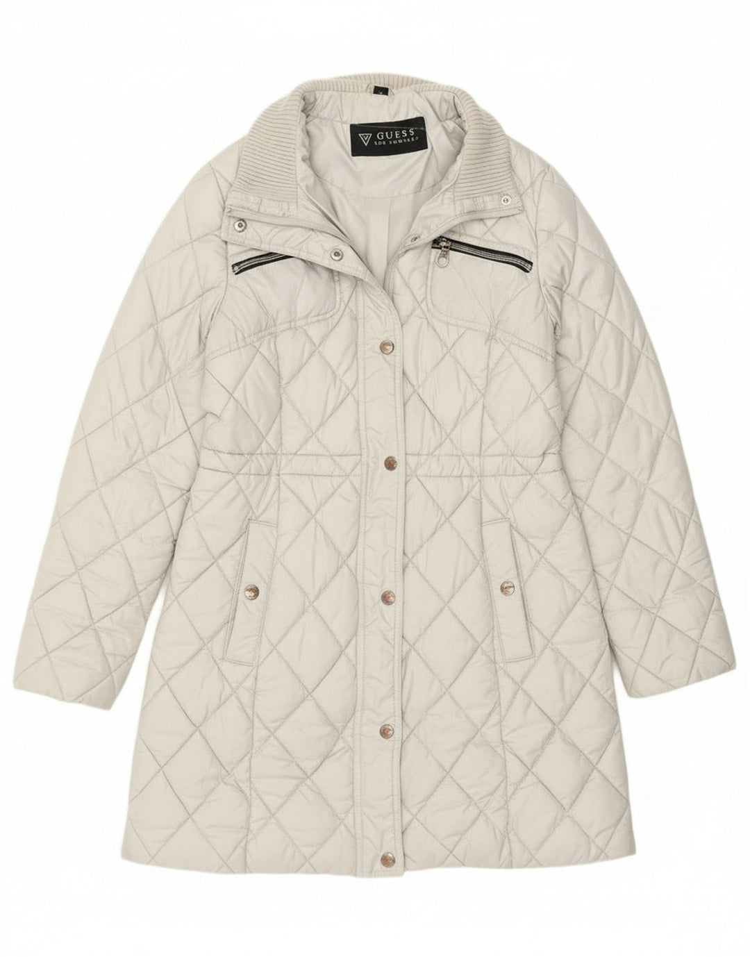 Guess Abrigo acolchado para mujer UK 44 Poliéster blanco mediano