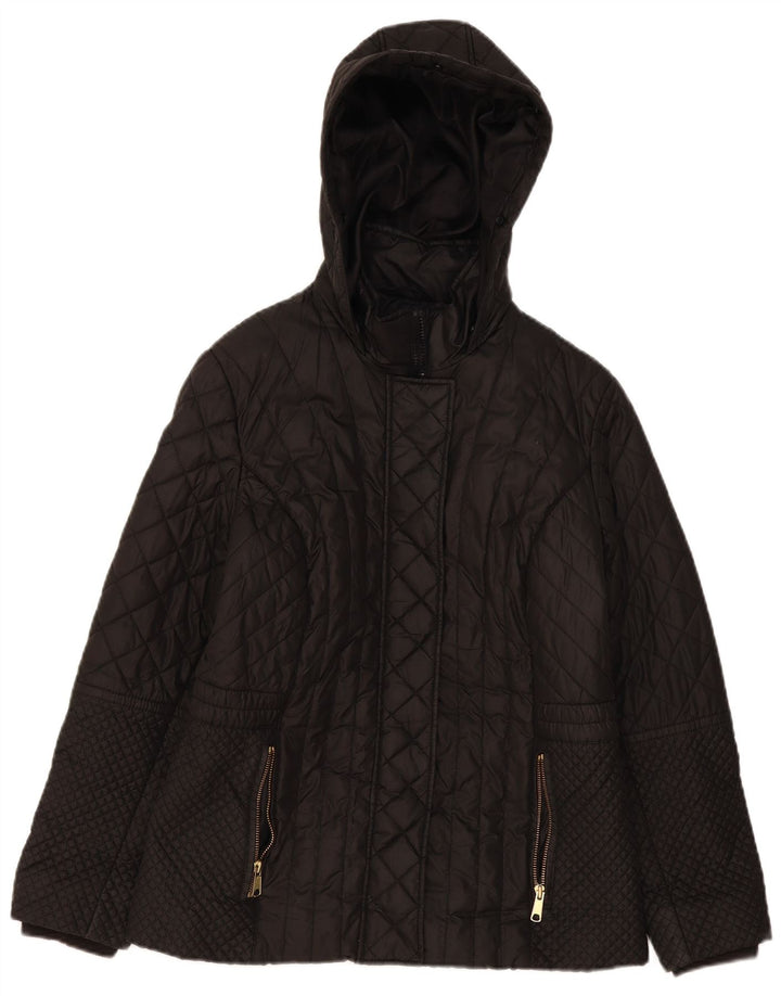 Marks & Spencer Chaqueta acolchada con capucha para mujer UK 44 Grande Poliéster negro