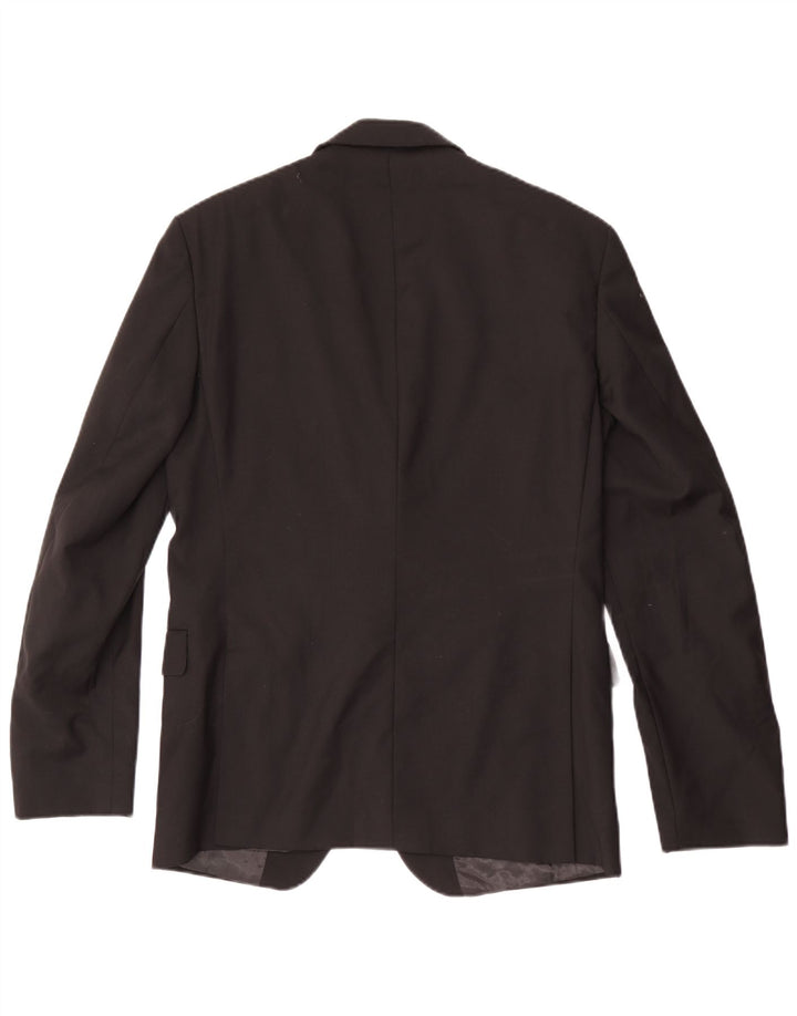 Calvin Klein Chaqueta Blazer de 2 Botones para Hombre UK 40 Grande Lana Negra