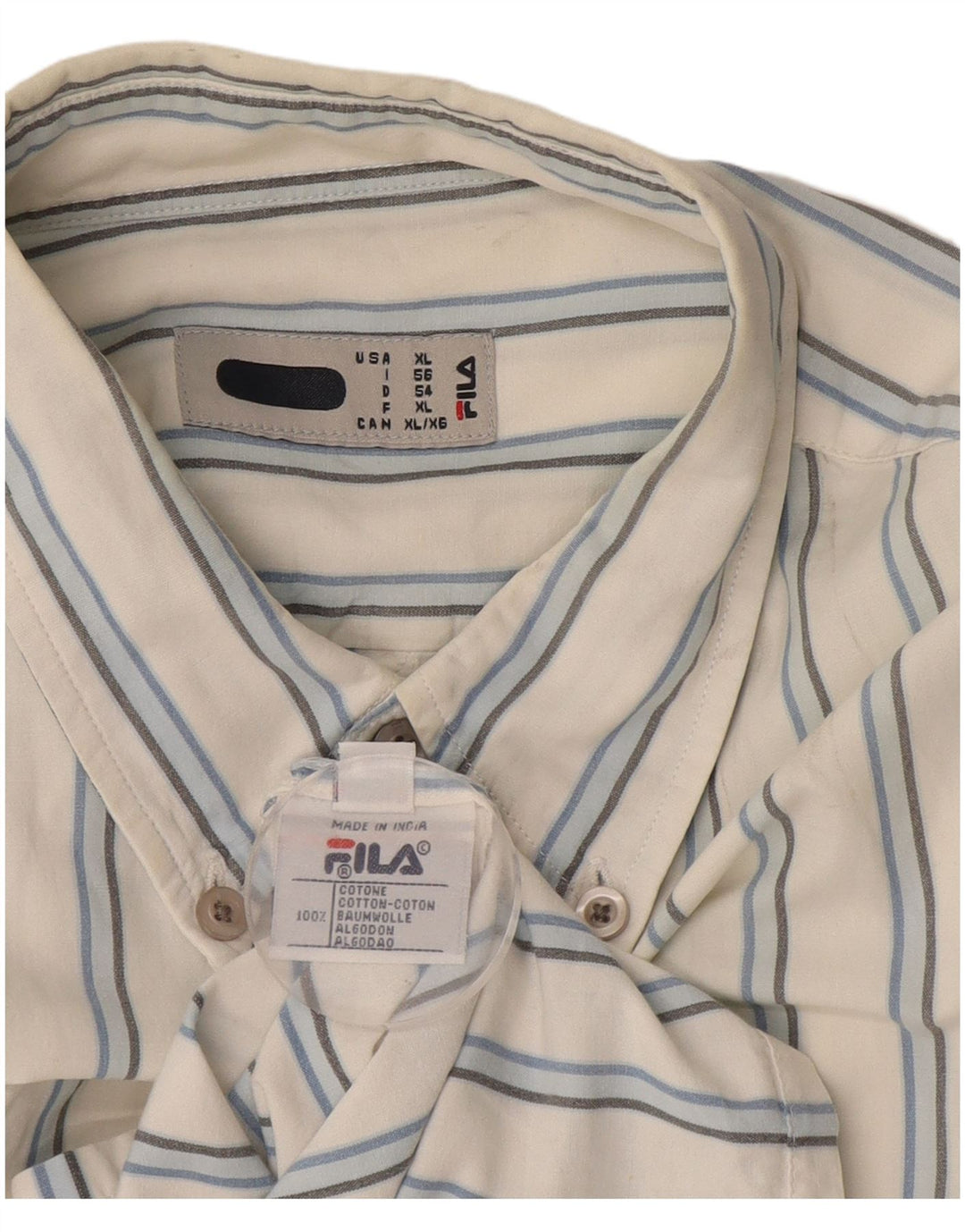 Camisa Fila Hombre XL Algodón Rayas Blancas