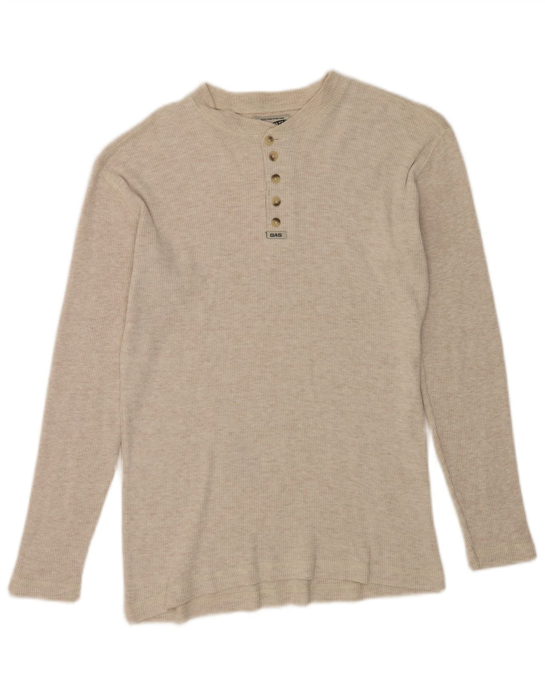 Gas Hombre Top Manga Larga Pequeño Algodón Moteado Beige