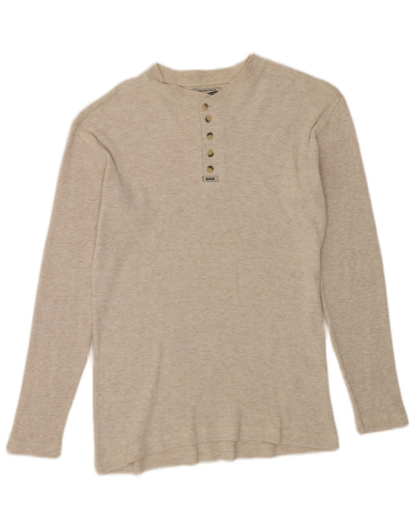 Gas Hombre Top Manga Larga Pequeño Algodón Moteado Beige
