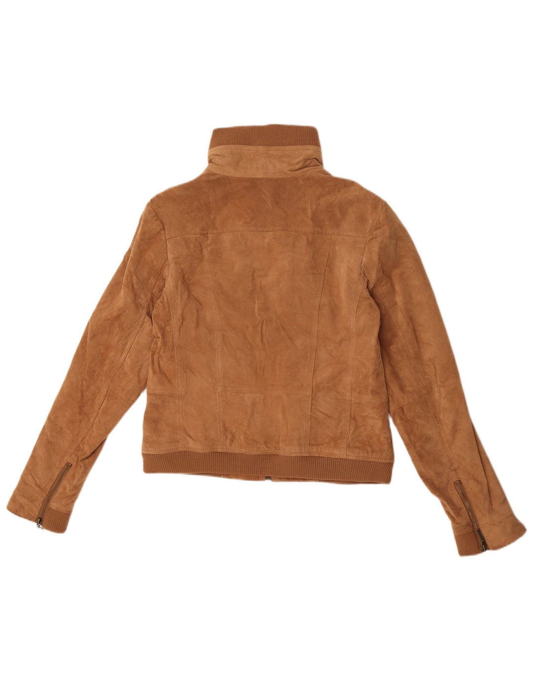Vintage mujer crop ante chaqueta Reino Unido 14 cuero beige grande