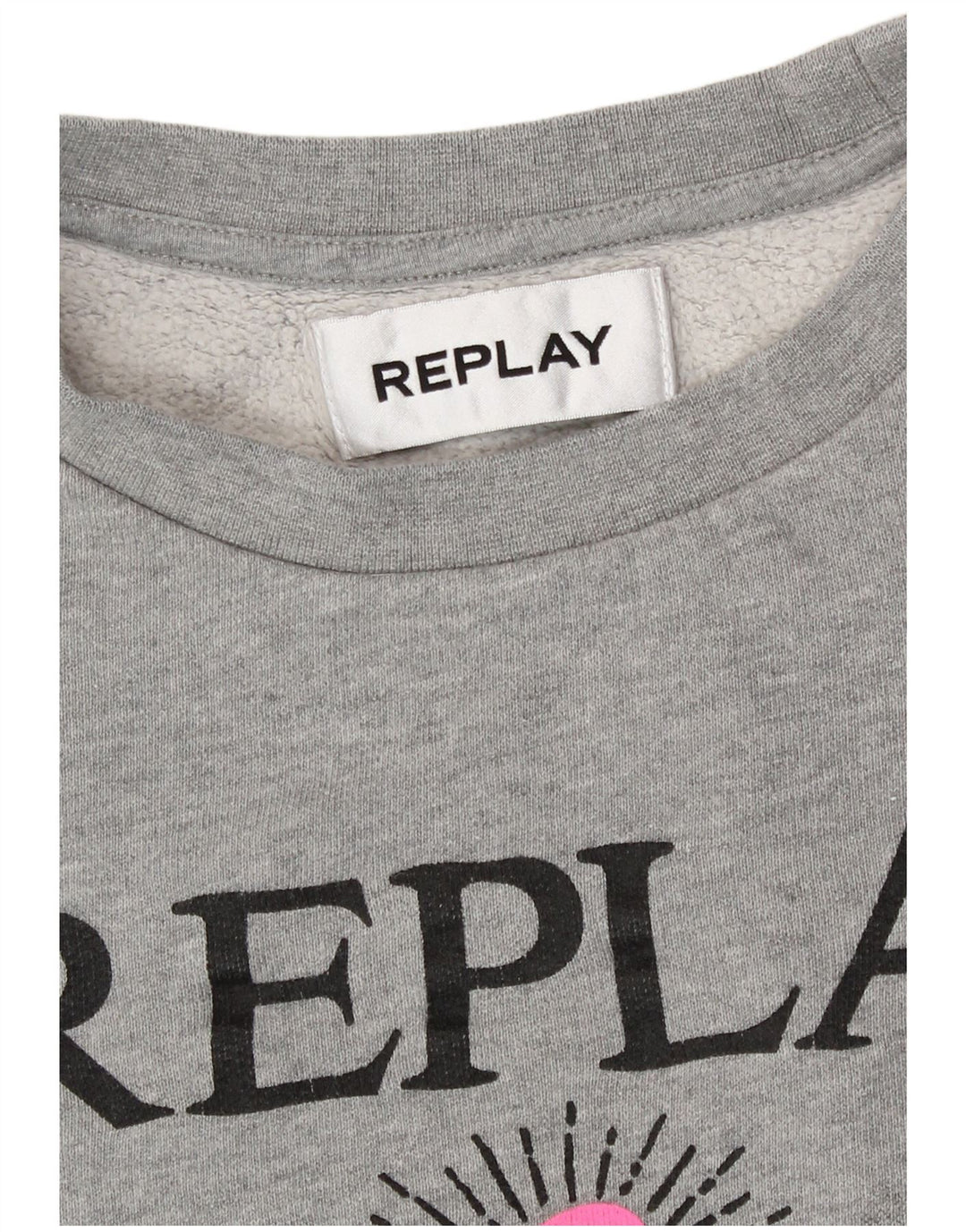Replay Sudadera extragrande con estampado gráfico para mujer, talla 44, color gris
