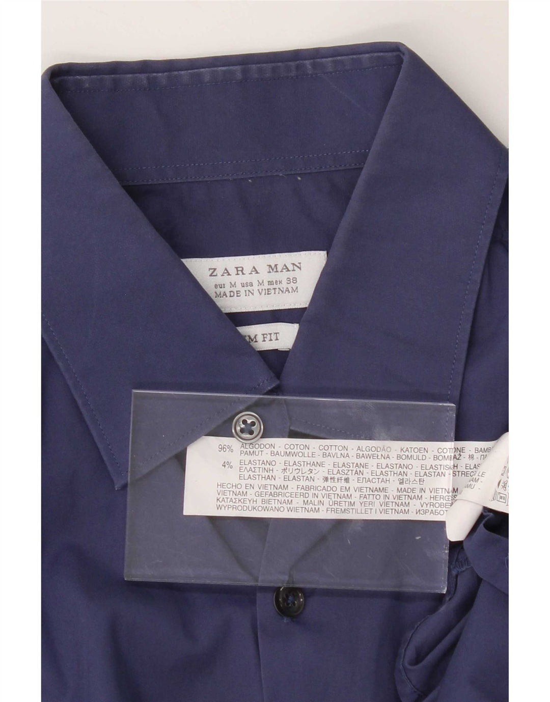 Zara Hombre Camisa Slim Fit Algodón Azul Medio