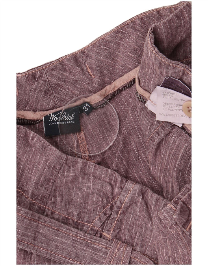 WOOLRICH Pantalones cortos chinos para mujer W31 Lino a rayas violeta medio
