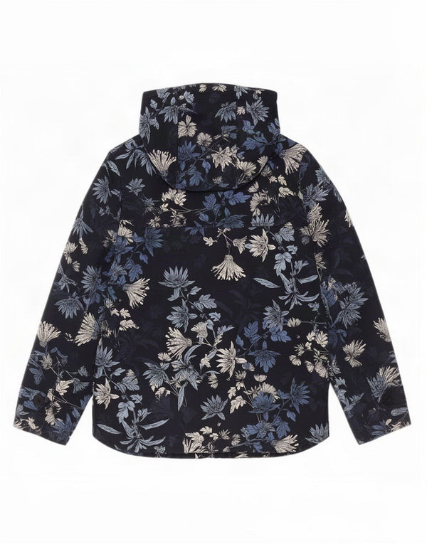 Chaqueta impermeable con capucha para mujer Joules UK 8 Small Azul marino Floral Algodón