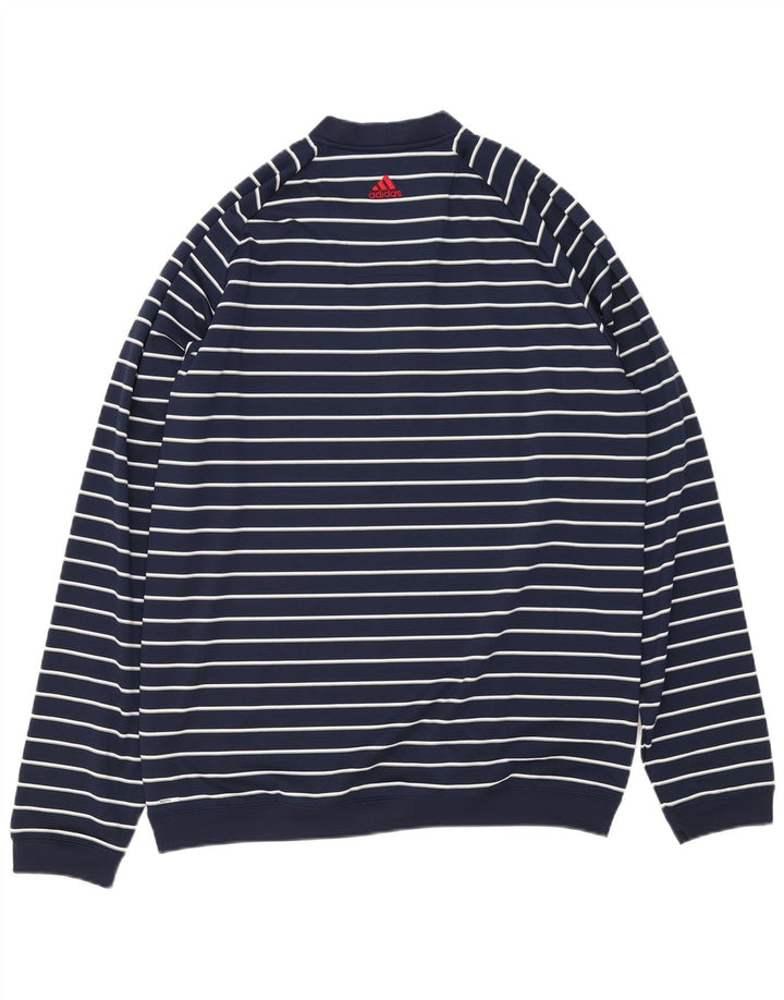 Adidas Mens Climalite Sudadera Jumper Grande Azul Marino Rayas Poliéster