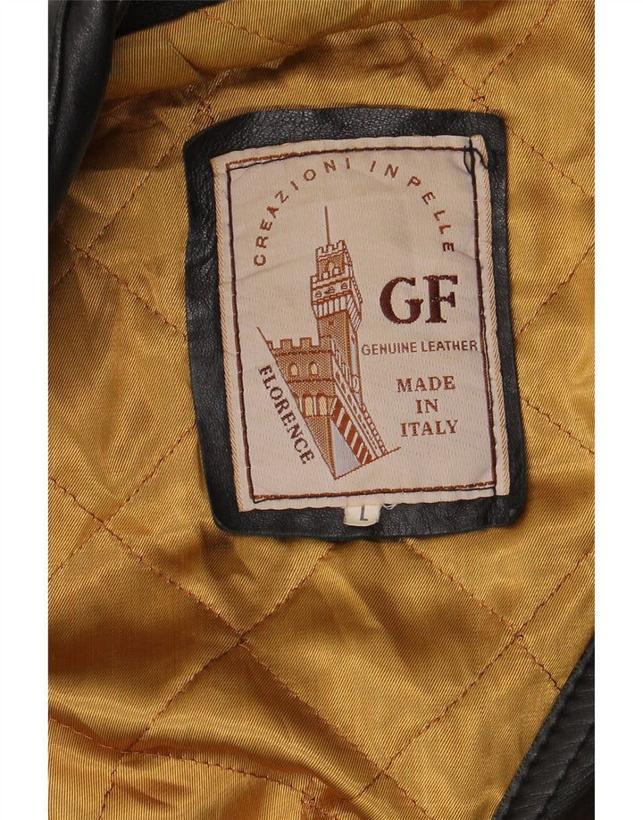 FLORENCE Chaqueta de cuero para hombre UK 40 Grande Cuero negro