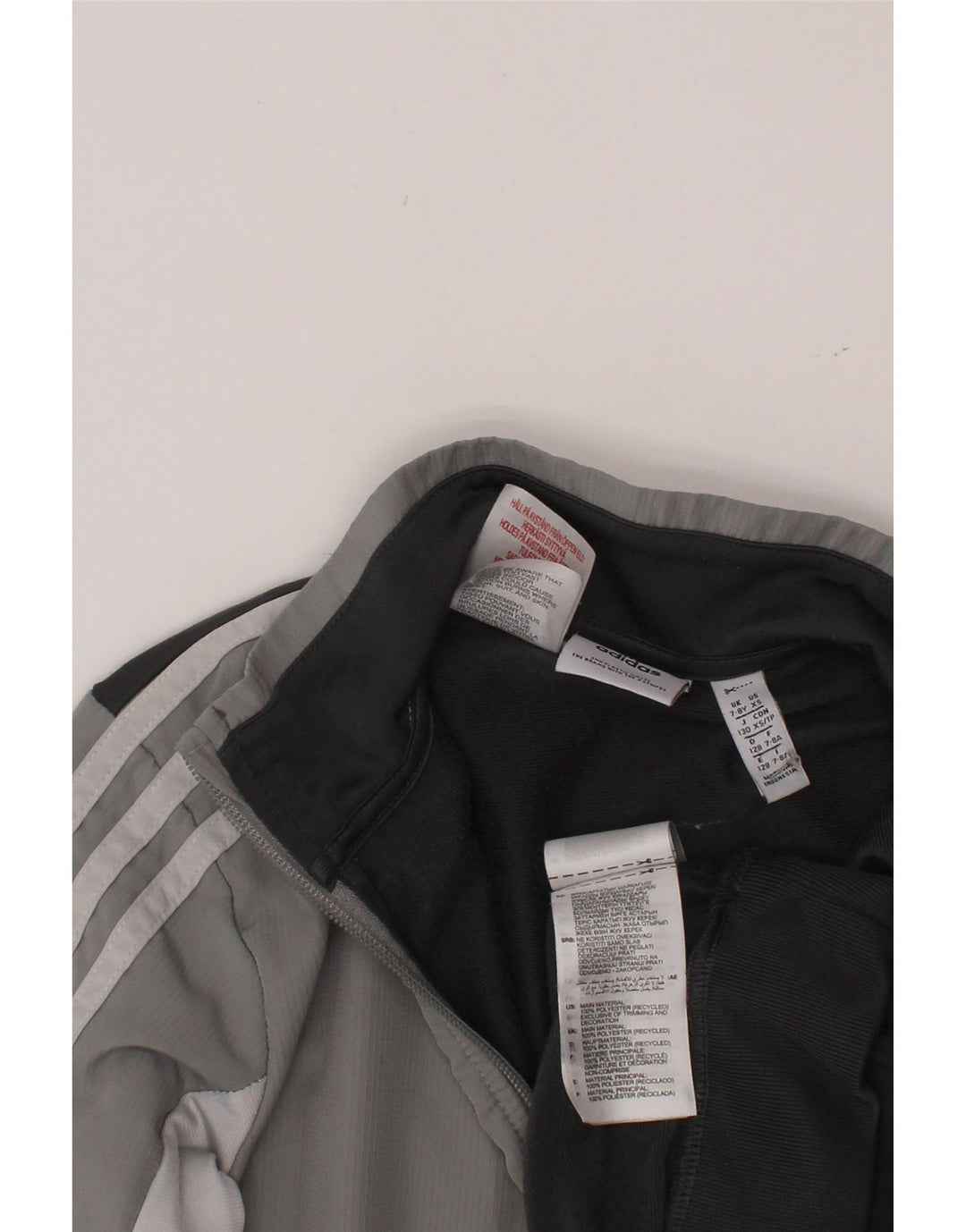 ADIDAS Sudadera con cuello y cremallera para niño 7-8 años Gris Colorblock