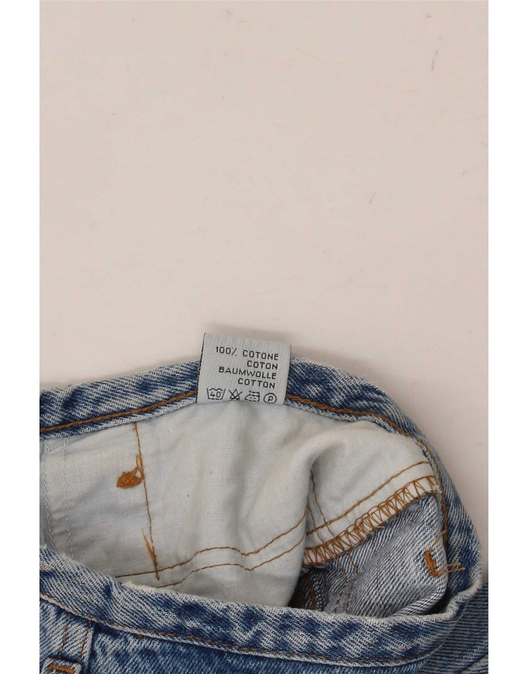 Vintage mujer cónico jeans medio W28 L29 algodón azul