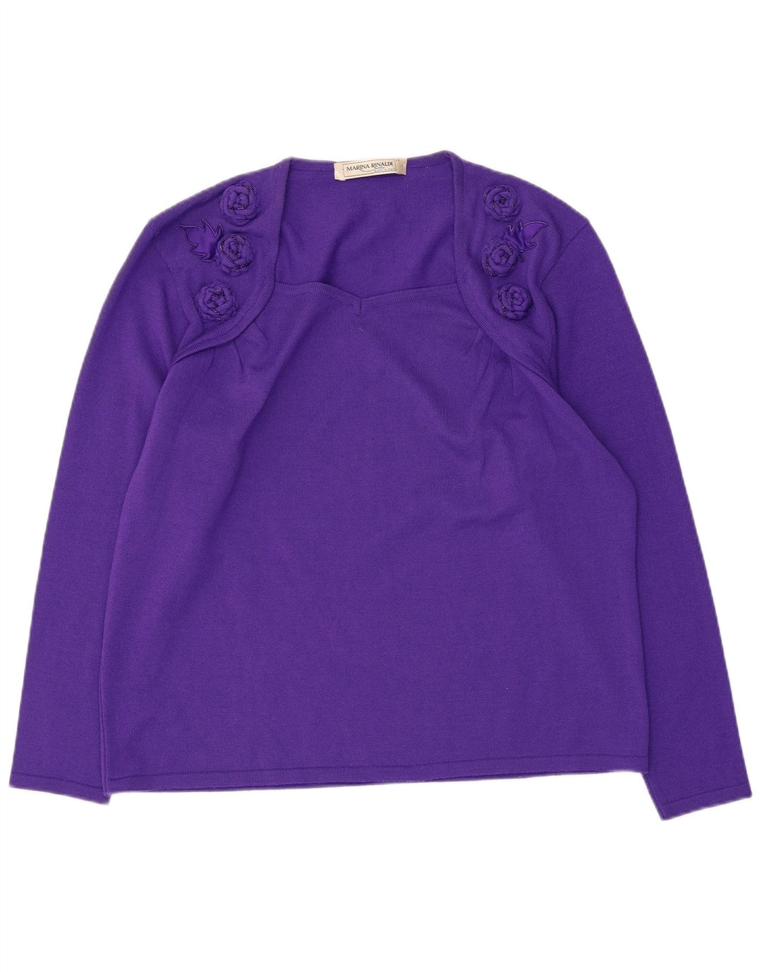 Marina Rinaldi Jersey de cuello cuadrado para mujer talla 23 mediano morado