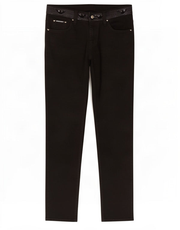 Armani Womens Slim Casual Trousers W28 L30 Black Cotton