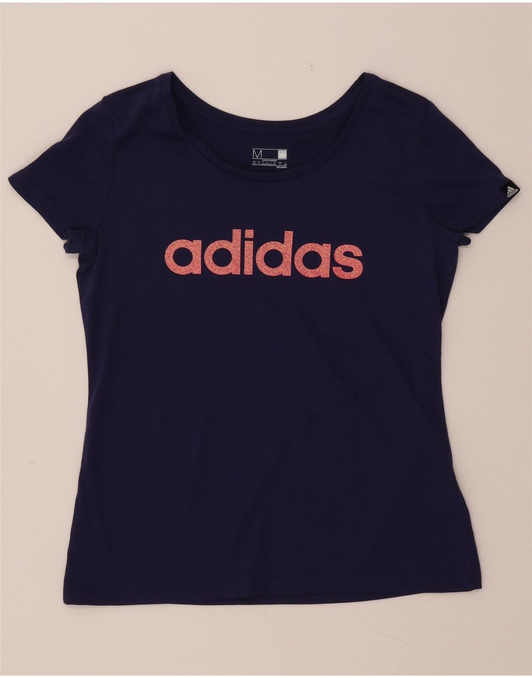 ADIDAS Mujer Climalite Graphic Camiseta Top UK 12/14 Medio Azul Marino