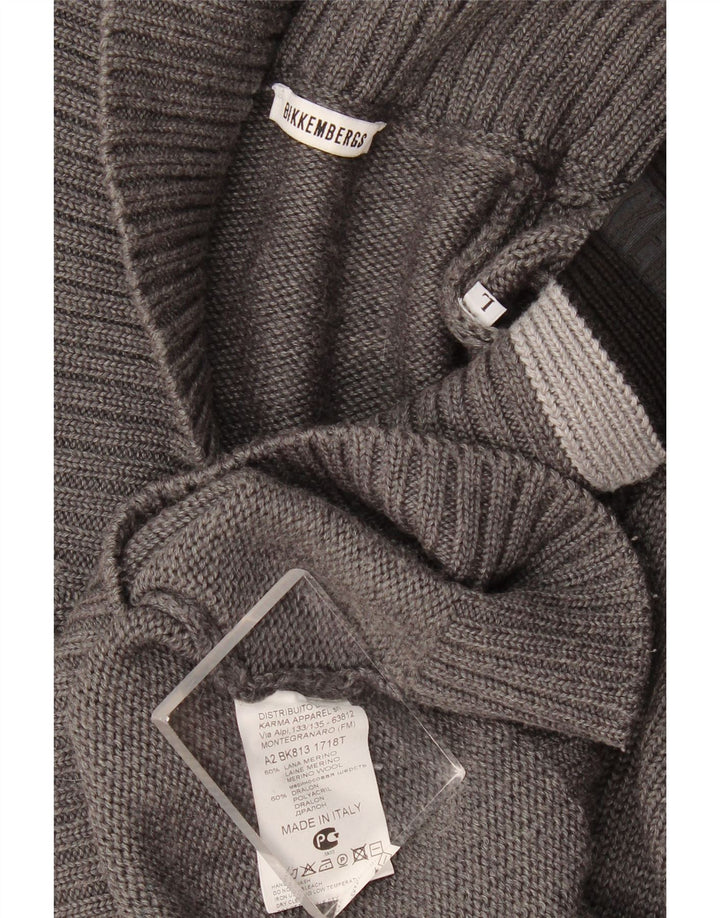 Bikkembergs Jersey con cuello tipo chal para hombre, talla grande, color gris, lana