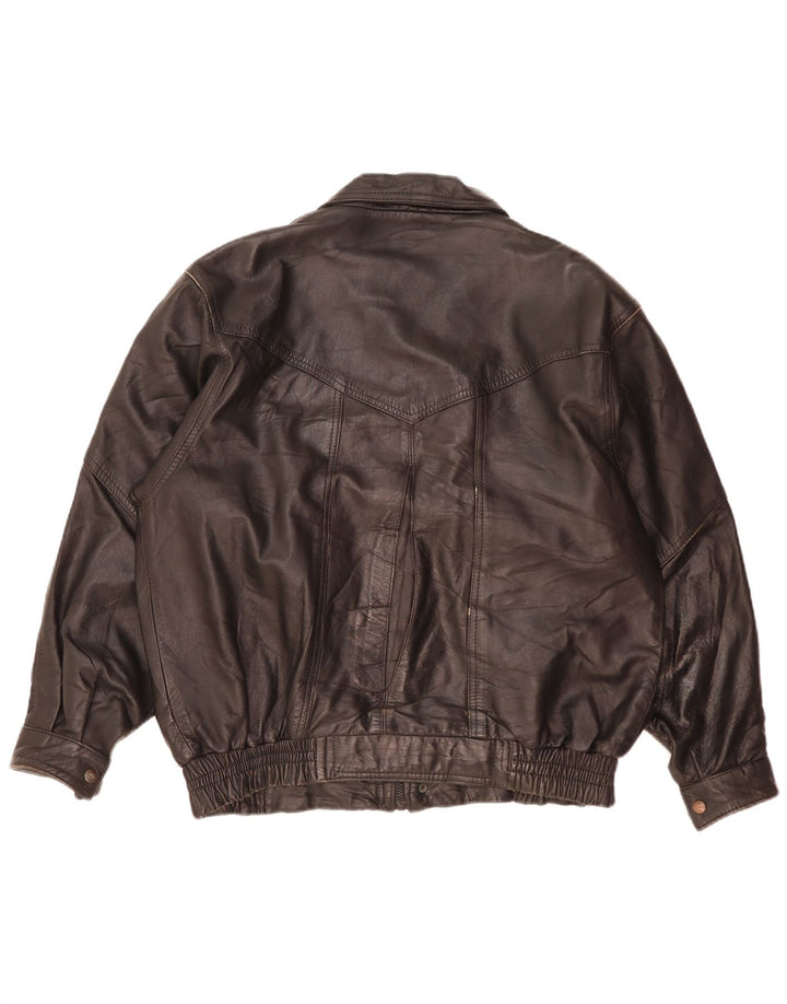 Rosa Cuir Chaqueta de cuero para hombre UK 40 Cuero negro grande